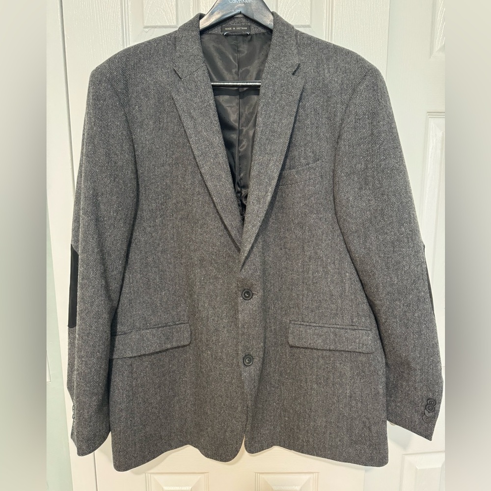 Tommy Hilfiger Men’s Heather Gray Sports Jacket with Elbow Patches (42L)